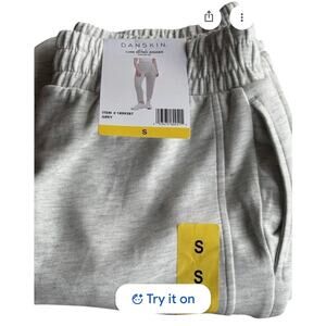 NWT Danskin Luxe Retro soft gray jogger High Rise slant side pockets size Small